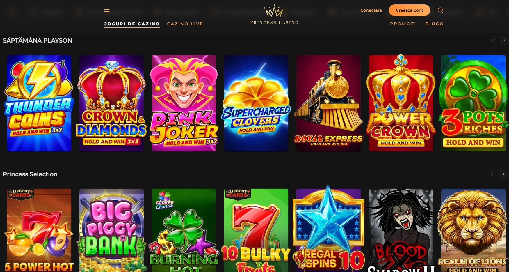 Princess Casino oferta de jocuri
