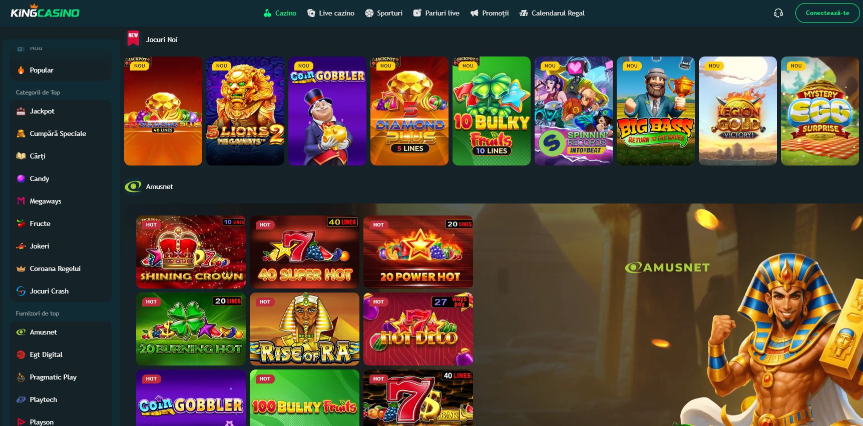 KingCasino oferta de jocuri cazino