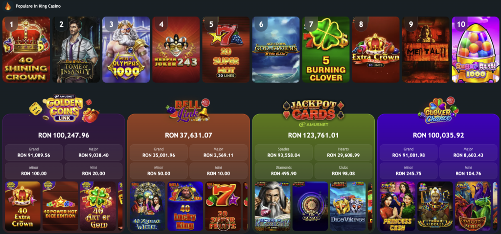 Sloturi disponibile la King Casino
