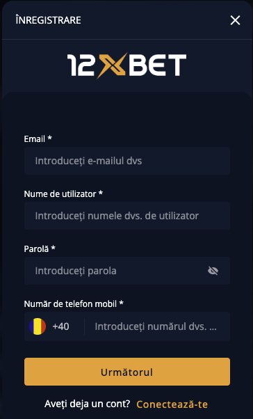 Cum deschid cont la 12XBET Casino