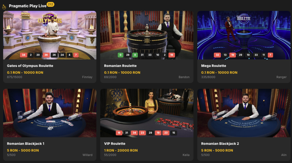 Jocuri LIVE la Million Casino