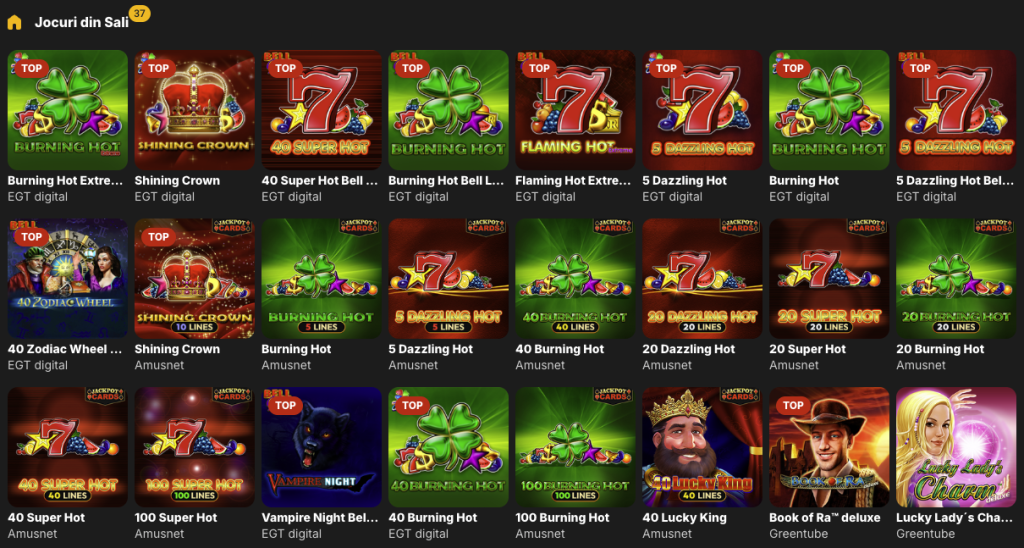 Jocuri din sali la Million Casino