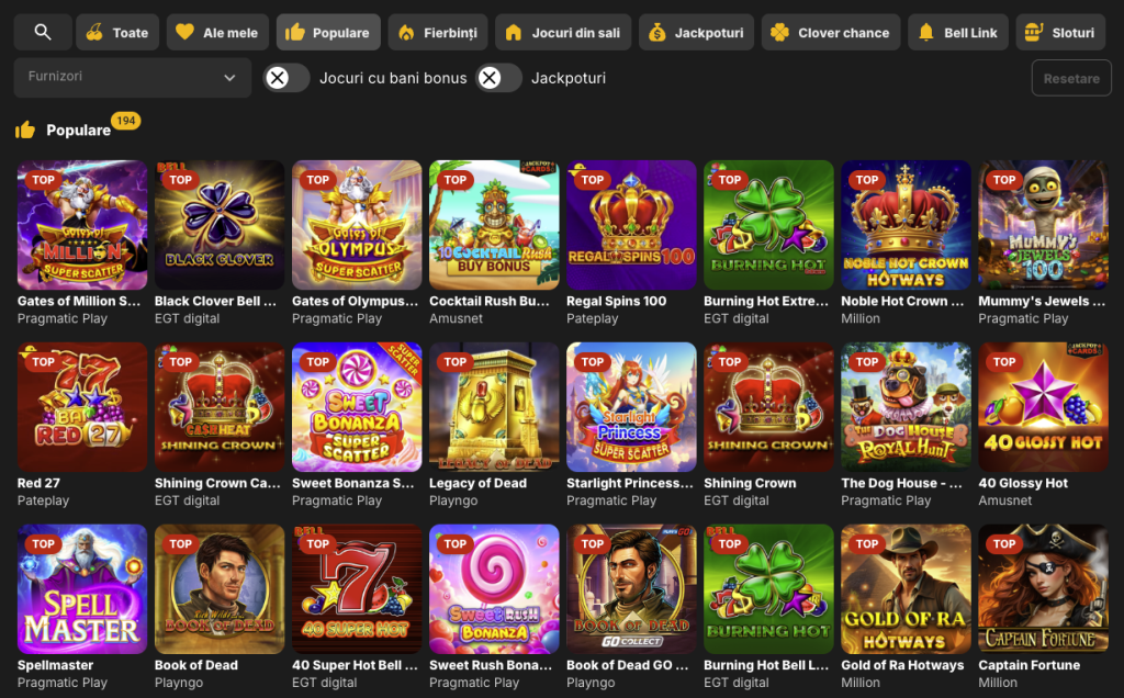 Jocuri disponibile la Million Casino