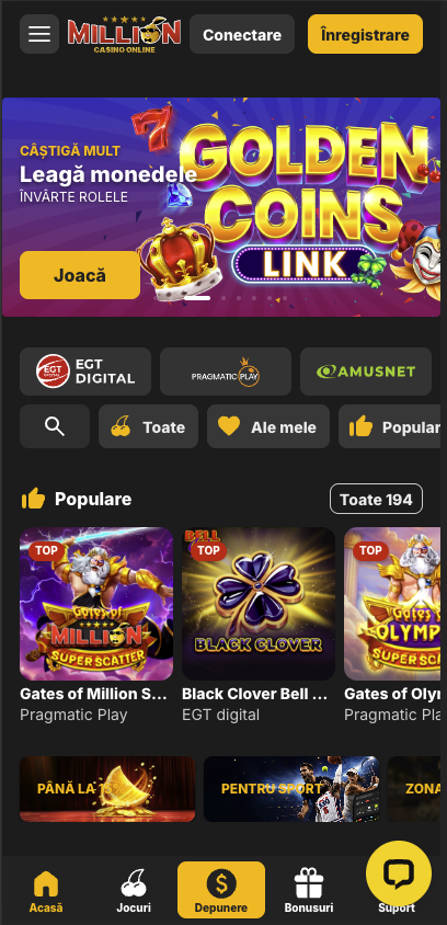Million Casino pe mobil