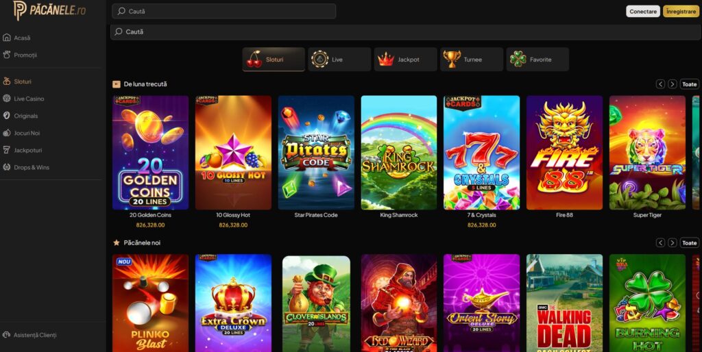 Pacanele.ro Casino - oferta de jocuri