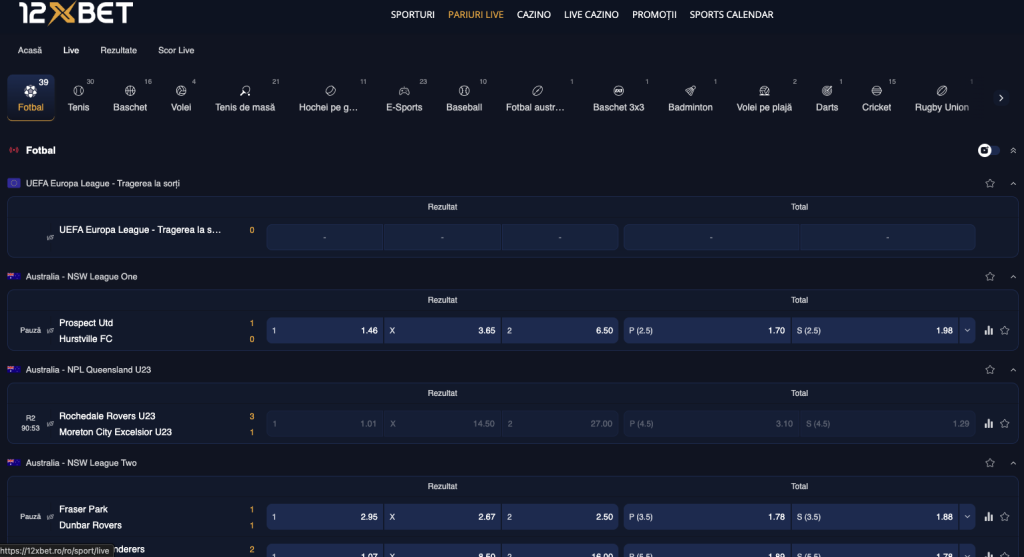 Pariuri LIVE 12XBET Casino