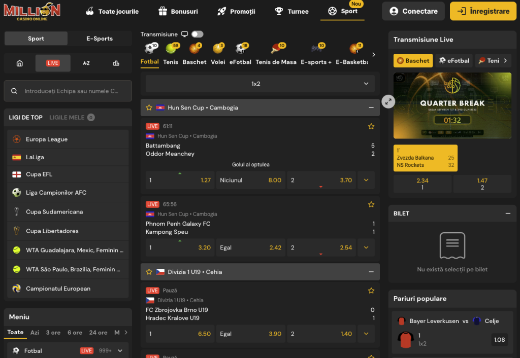 Pariuri LIVE Million Casino