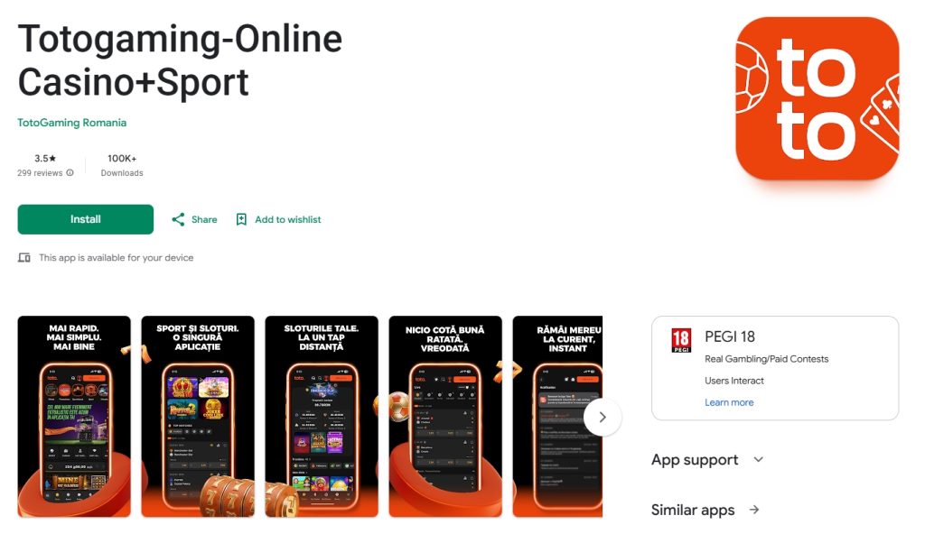 TOTOGaming aplicatie mobil app Android