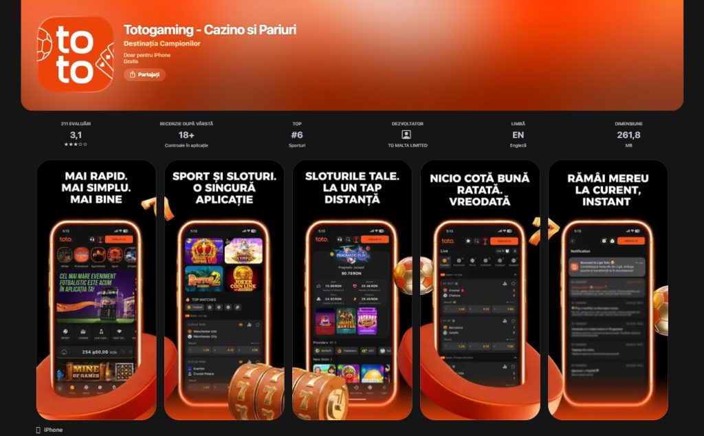 TOTOGaming aplicatie mobil app IOS