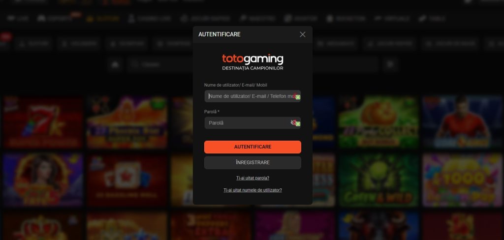 TOTOGaming login intrare in cont jucator