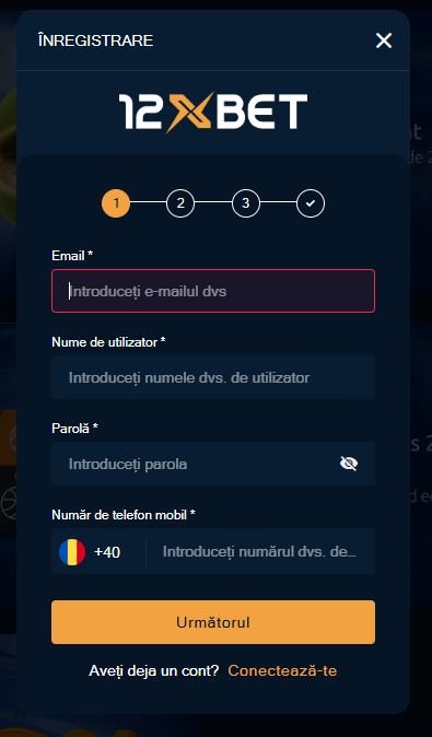Înregistrare cont nou 12xbet