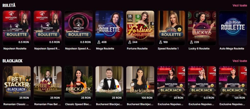 Napoleon Casino jocuri de masa LIVE