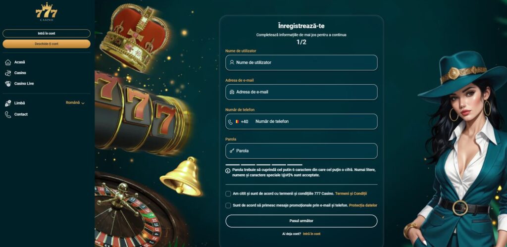 Înregistrare 777 Casino pas cu pas