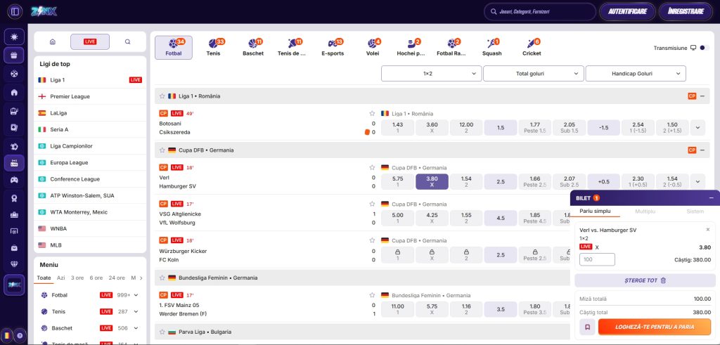 Zinx pariuri sportive live betting