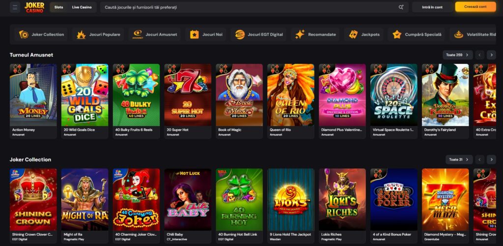 Joker Casino ofertă de jocuri