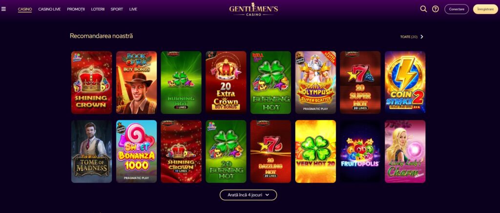 Gentlemen's Casino portofoliu de jocuri