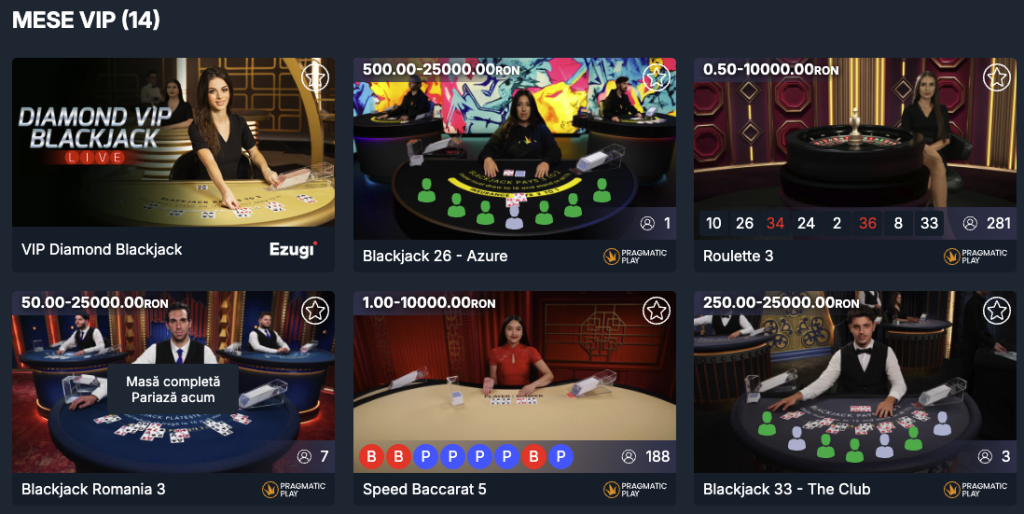 Mese VIP la Ultrabet