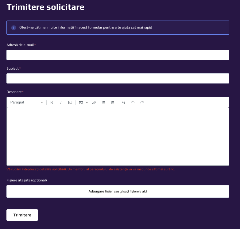 Formular de contact Casino Royale