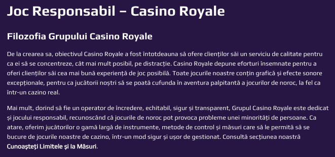 Joc Responsabil Casino Royale